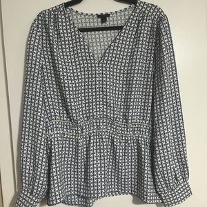Ann Taylor- printed peplum blouse